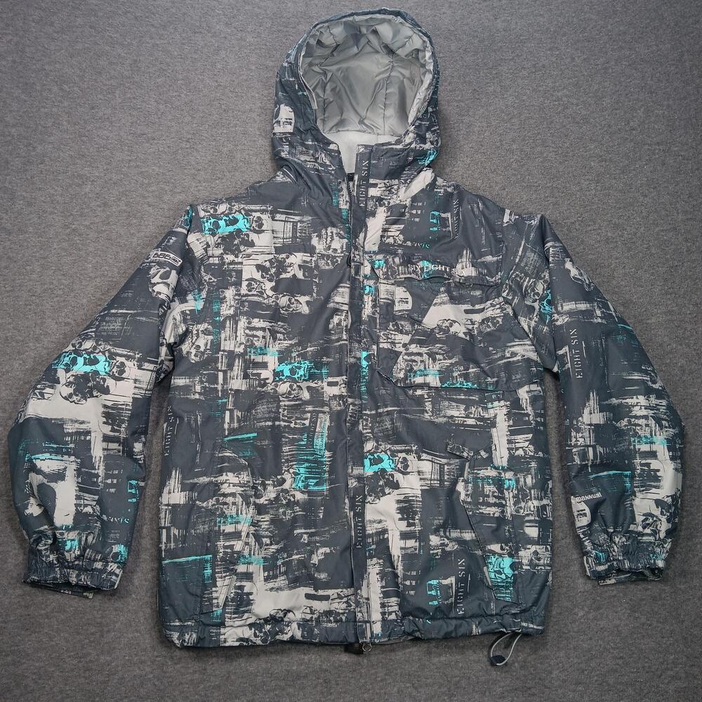 686 Jacket Boys XL Gray Teal Skull Print Mannual Youth Evolution Snowboard